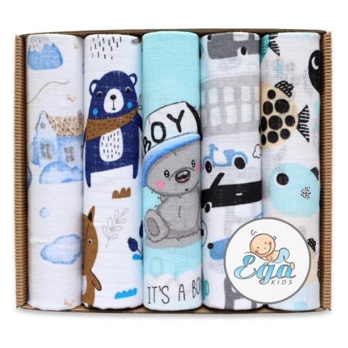 Zdjęcie produktu - EGA KIDS Pieluszki tetrowe 70x80cm zestaw nr 3 (2102), 5szt.