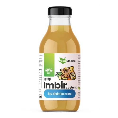 Zdjęcie produktu - EkaMedica Imbir z cytryną bez dodatku cukru płyn, 300ml