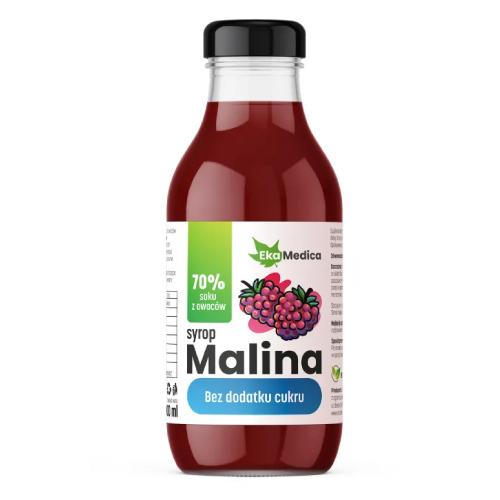 Zdjęcie produktu - EkaMedica Malina bez dodatku cukru Syrop, 300ml