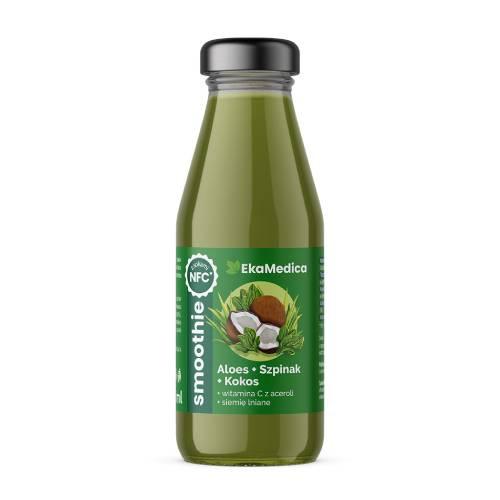 Zdjęcie produktu - EkaMedica Smoothie Aloes + Szpinak + Kokos, 250 ml