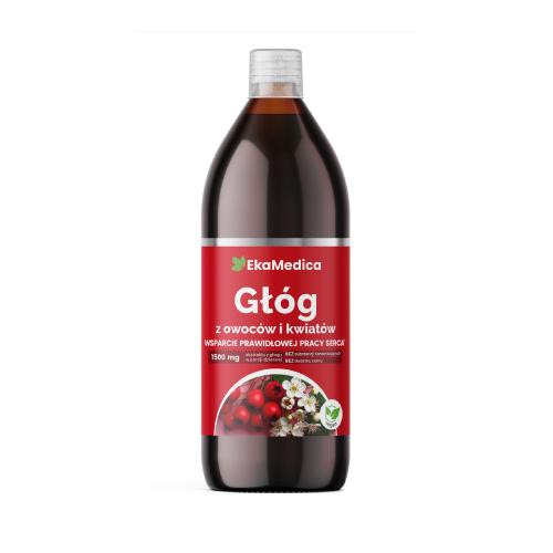 Zdjęcie produktu - EkaMedica Sok Gł&oacute;g z owoc&oacute;w i kwiat&oacute;w, 1000 ml