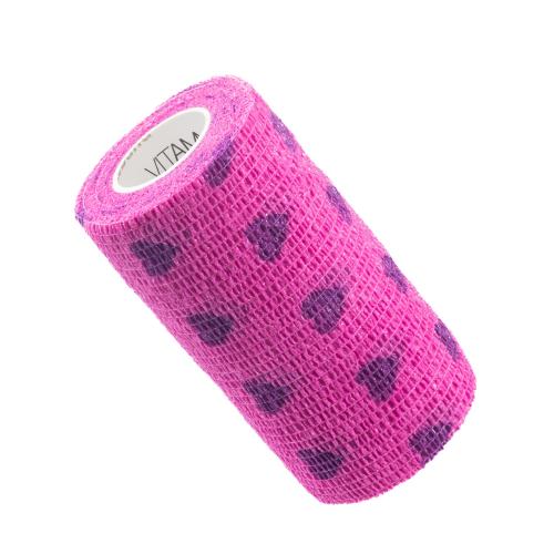 Zdjęcie produktu - VITAMMY Autoband Elastyczny bandaż kohezyjny 10cm x 450cm Serduszka fioletowe
