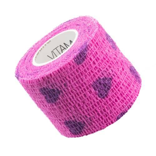 Zdjęcie produktu - VITAMMY Autoband Elastyczny bandaż kohezyjny 5cm x 450cm Serduszka fioletowe