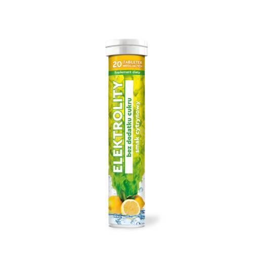 Zdjęcie produktu - Elektrolity bez dodatku cukru o smaku cytrynowym, 20 tabl. mus.