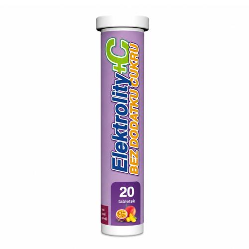 Zdjęcie produktu - Elektrolity + C bez dodatku cukru, 20 tabl. musujących