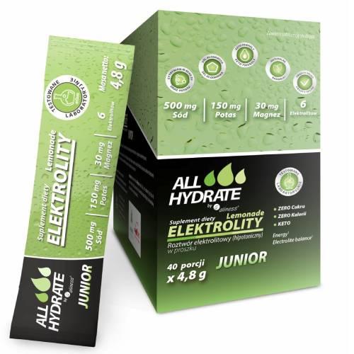 Zdjęcie produktu - ALLHydrate Elektrolity Junior Lemonade, 40 sasz. x 4,8 g