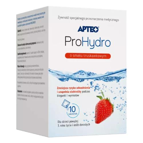 Zdjęcie produktu - APTEO ProHydro o smaku truskawkowym, 10 saszetek KR&Oacute;TKA DATA 31.07.2026
