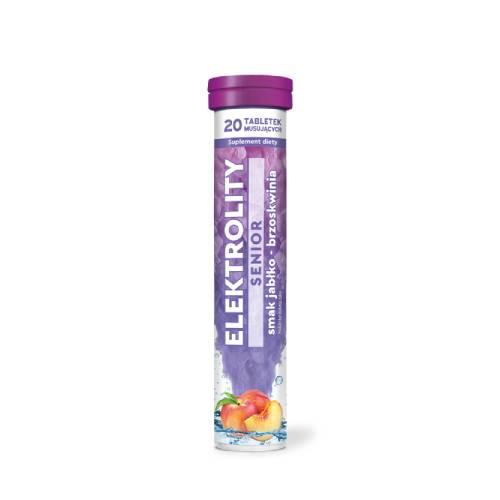 Zdjęcie produktu - Elektrolity Senior o smaku jabłkowo brzoskwiniowym, 20 tabl. mus.