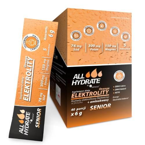 Zdjęcie produktu - ALLHydrate Elektrolity Senior o smaku pomarańczowym, 40 sasz. x 6 g