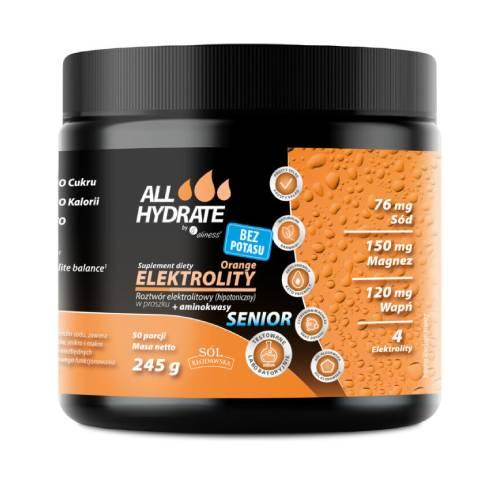 Zdjęcie produktu - ALLHydrate Elektrolity Senior bez potasu, o smaku pomarańczowym, 245 g