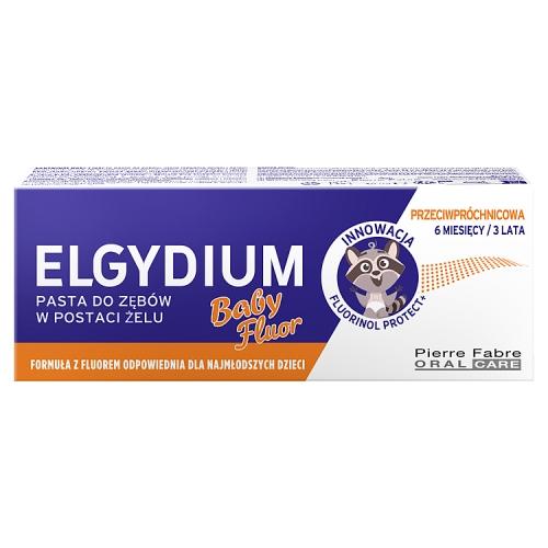 Zdjęcie produktu - Elgydium Baby Fluor Pasta do zęb&oacute;w w postaci żelu przeciwpr&oacute;chnicowa dla dzieci od 6 miesiąca życia, 30 ml