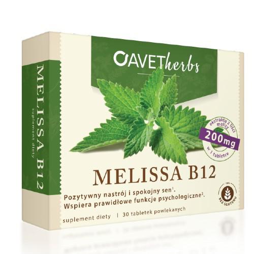 Miniaturka artykułu - Melissa B12, 30 tabletek powlekanych Avet Herbs