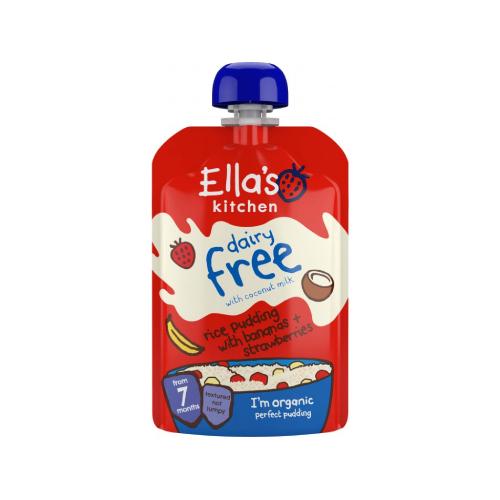 Zdjęcie produktu - Ella's Kitchen BIO Bezmleczny pudding ryżowy z bananem i truskawkami, 80g