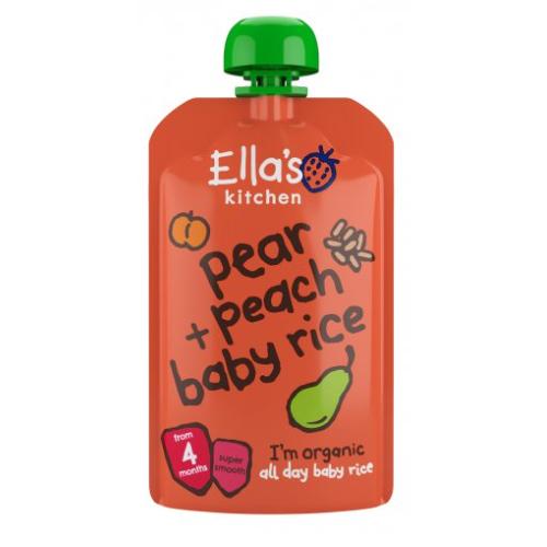 Zdjęcie produktu - Ella's Kitchen BIO Baby ryż, gruszka i brzoskwinia, 120 g 
