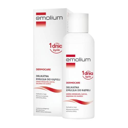 Zdjęcie produktu - Emolium Dermocare Delikatna emulsja do kąpieli do sk&oacute;ry wrażliwej i suchej, 200 ml
