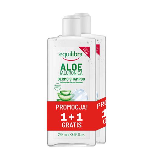 Zdjęcie produktu - EQUILIBRA Aloesowy Nawilżający szampon do włos&oacute;w z kwasem hialuronowym, 2x265ml