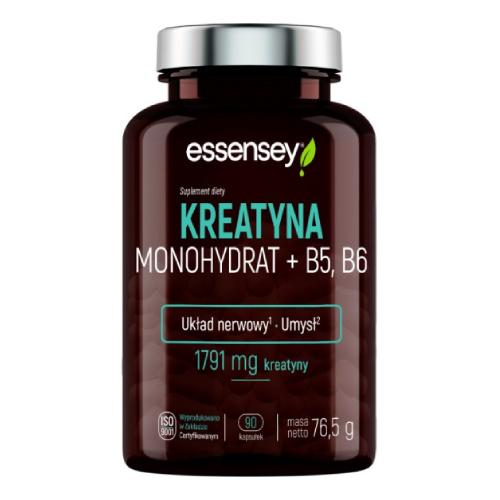 Zdjęcie produktu - Essensey Kreatyna Monohydrat + B5, B6, 90 kaps.
