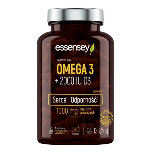 Zdjęcie produktu - Essensey Omega 3 + 2000 IU D3, 90 kaps.