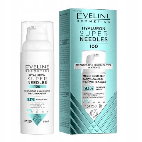 Zdjęcie produktu - Eveline Hyaluron Super Needles 100 Mezo-Booster nawilżająco-rozświetlający, 50 ml