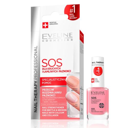 Zdjęcie produktu - EVELINE Nail Therapy SOS Odżywka wzmacniająca dla kruchych i łamliwych paznokci, 12ml