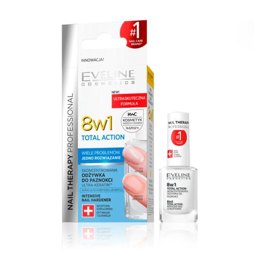 Zdjęcie produktu - Eveline Odżywka do paznokci 8w1 Total Action, 12ml USZKODZONE OPAKOWANIE TEKTUROWE