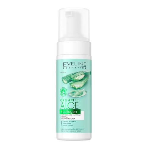 Zdjęcie produktu - EVELINE ORGANIC ALOE+COLLAGEN Oczyszczająco-łagodząca pianka do mycia twarzy, 150ml