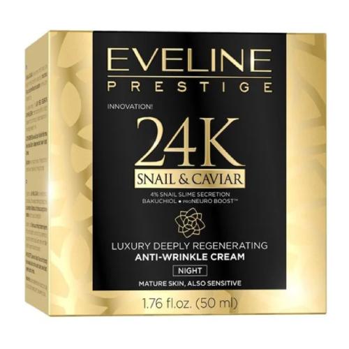 Zdjęcie produktu - Eveline Prestige 24K Snail & Caviar Luksusowy głęboko regenerujący krem przeciwzmarszczkowy na noc, 50 ml