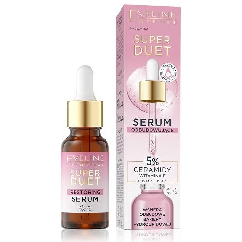 Zdjęcie produktu - EVELINE Super Duet Serum odbudowujące do twarzy 5% Ceramidy Witamina E, 18ml