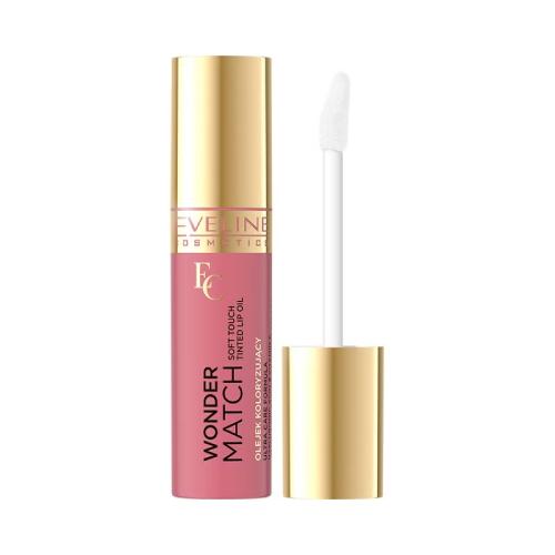 Zdjęcie produktu - EVELINE Wonder Match Odżywczo-koloryzujący olejek do ust z kwasem hialuronowym, witaminą E, olejkiem jojoba i ekstraktem z korzenia lukrecji 03 Strawberry Ice Cream, 5ml