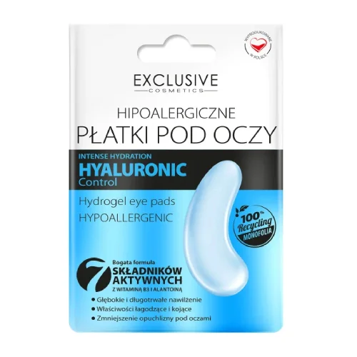 Zdjęcie produktu - Exclusive Cosmetics Hipoalergiczne płatki pod oczy z kwasem hialuronowym, 1 para