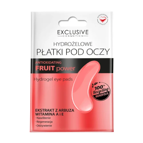 Zdjęcie produktu - Exclusive Cosmetics FRUITpower Hydrożelowe płatki pod oczy z ekstraktem z arbuza i witaminami A i E, 1 para