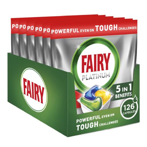 Zdjęcie produktu - FAIRY Platinum All in One Kapsułki do zmywarki cytryna, 126szt. USZKODZONE BRAK TEKTUROWEGO OPAKOWANIA