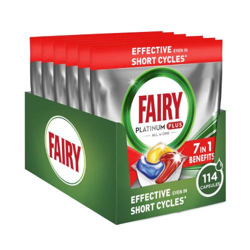 Zdjęcie produktu - FAIRY Platinum Plus All In One Kapsułki do zmywarki cytryna, 114szt. USZKODZONE BRAK OPAKOWANIA ZBIORCZEGO