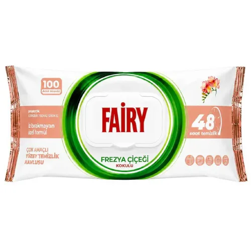 Zdjęcie produktu - Fairy Uniwersalne chusteczki nawilżane do czyszczenia Frezja, 100 szt.