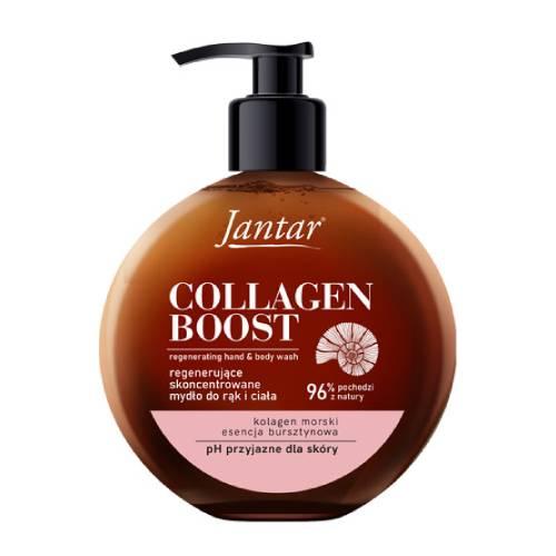 Zdjęcie produktu - FARMONA Jantar Collagen Boost Regenerujące mydło do rąk i ciała z esencją bursztynową i kolagenem morskim, 400 ml 