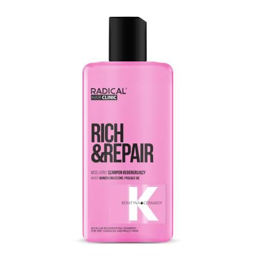 Zdjęcie produktu - Farmona Radical Hair Clinic Rich&Repair Micelarny szampon regenerujący do włos&oacute;w bardzo zniszczonych, 300 ml