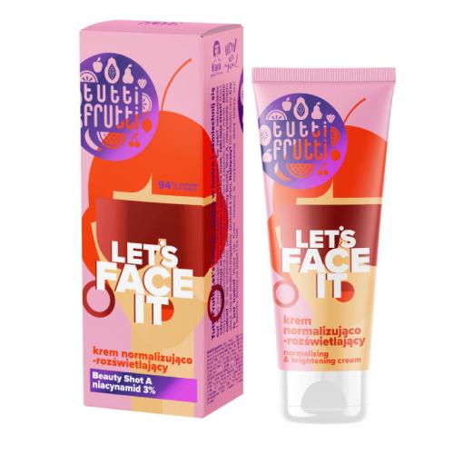 Zdjęcie produktu - FARMONA TUTTI FRUTTI Let's Face It Krem normalizująco &ndash; rozświetlający z niacynamidem 3% + Beauty Shot A, 50ml