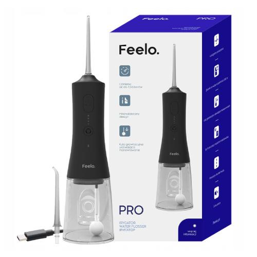 Zdjęcie produktu - Feelo PRO Black bezprzewodowy irygator do zęb&oacute;w z 4 trybami pracy czarny