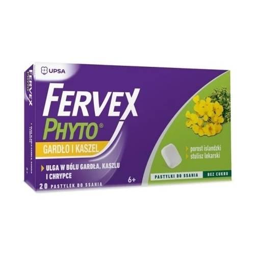 Zdjęcie produktu - FERVEX Phyto Gardło i Kaszel, 20 pastylek KR&Oacute;TKA DATA 31.07.2026