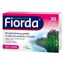 Zdjęcie produktu - Fiorda o smaku malinowym, 30 pastylek