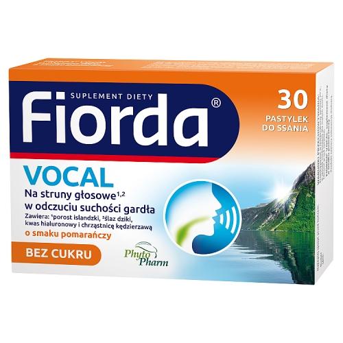 Zdjęcie produktu - Fiorda Vocal pastylki do ssania o smaku pomarańczowym, 30 szt.