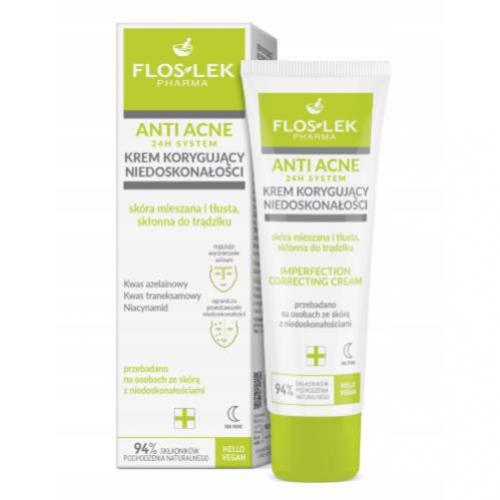 Zdjęcie produktu - FLOS-LEK Anti Acne 24h System Krem korygujący niedoskonałości, 50ml 