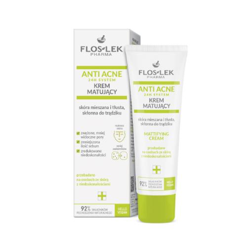 Zdjęcie produktu - FLOS-LEK ANTI ACNE 24h System Krem Matujący, 50ml