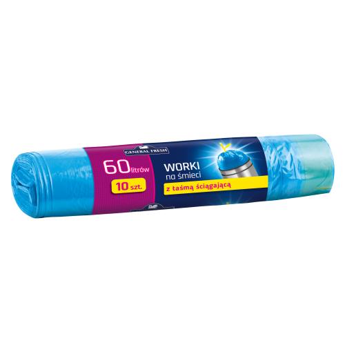 Zdjęcie produktu - General Fresh Worki na śmieci z taśmą ściągającą 60l, 10szt.