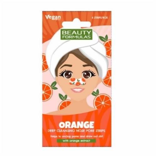 Zdjęcie produktu - BEAUTY FORMULAS Głęboko oczyszczające paski na nos Pomarańcza, 6szt.