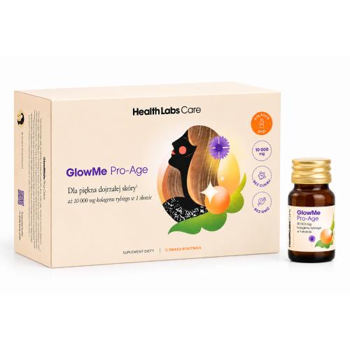 Zdjęcie produktu - Health Labs GlowMe Pro-Age Shot z kolagenem o smaku rokitnika, 15 x 30 ml