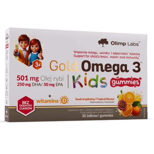 Zdjęcie produktu - Olimp Gold Omega 3 Kids Gummies Żelki dla dzieci z kwasami omega i witaminą D, 30 szt.