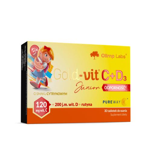 Zdjęcie produktu - OLMIP GOLD-VIT C+D3 Junior Odporność, 30 tabl. do ssania