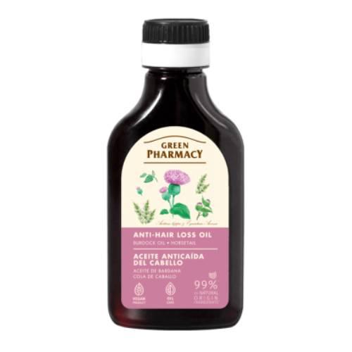 Zdjęcie produktu - Green Pharmacy Olej łopianowy i Skrzyp polny Olejek do sk&oacute;ry głowy przeciw wypadaniu włos&oacute;w, 100 ml