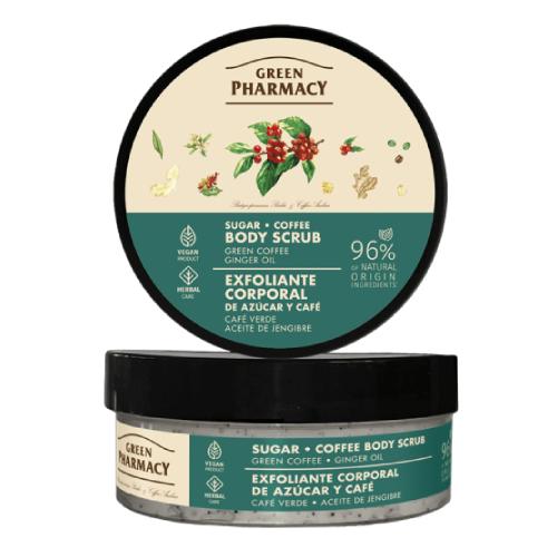 Zdjęcie produktu - GREEN PHARMACY Peeling cukrowo-solny do ciała Zielona kawa i Olejek imbirowy, 200ml